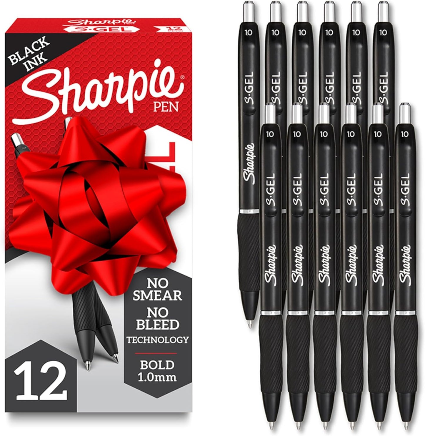 Sharpie S-Gel Pens, Bold Point (1.0mm), Black Gel Ink, 12 Count - Writing, Journaling, Note-Taking, College, Teacher Supplies, Office