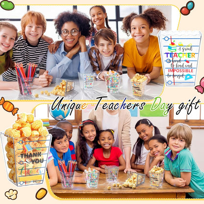 Mimorou 6 Pcs Teacher Gift Box Teacher Appreciation Gift Container Thank You Pencil Notebook Composition Book Crayon Candy Popcorn Holders for End of Year Graduation Party (Notebook)