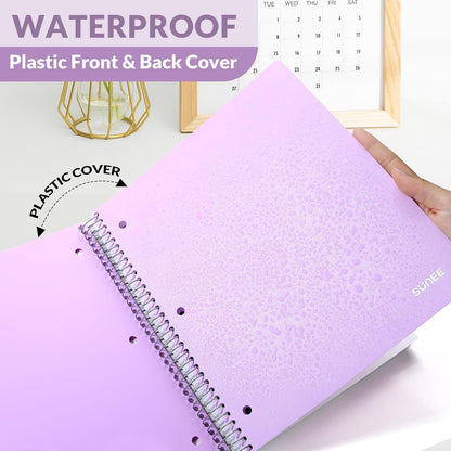 SUNEE 5 Subject Graph Paper Notebook - 400 Pages, 9"x11", 4x4 Graph Ruled Notebook, 5 Pocket Colored Dividers, 3-Hole Punched Paper, Black