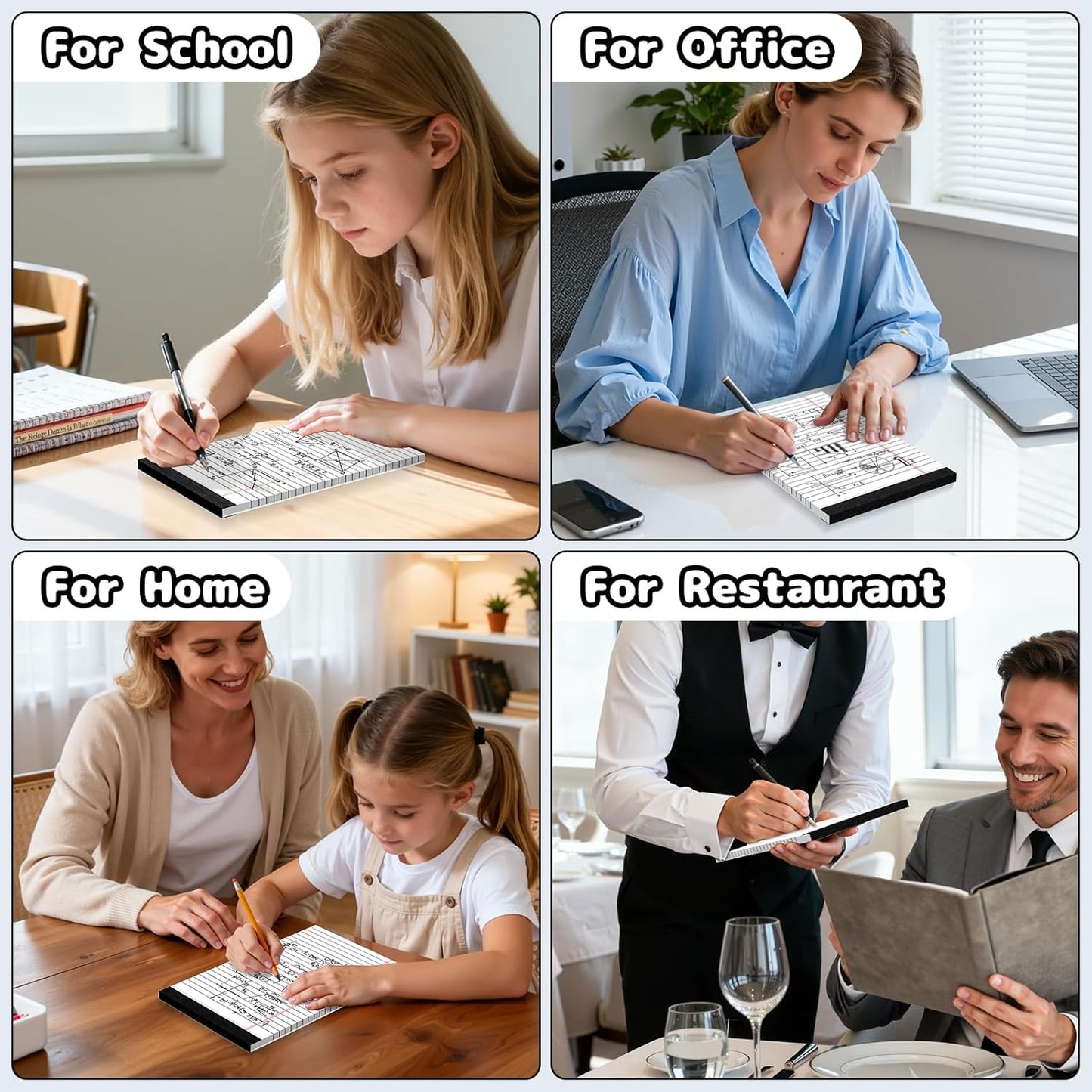 5x8 Legal Pads Writing Pad Note Pads, 8 Pack College Ruled Lined Paper Pad, White Perforated Notebook, Premium Notepads for School Office Home, 30 Sheets/Pack