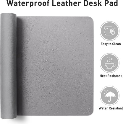 Aothia Non-Slip Waterproof PU Leather Desk Pad Protector for Mouse, Writing Desk, Office, Home, Laptop Blotter, 23.6" x 13.7", Black - Colors A