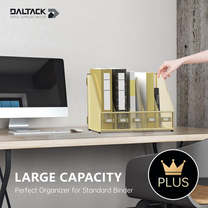 DALTACK 4 Vertical Compartments Magazine File Holder, Binder Organizer, Metal Desk Organizers for Office Home School Classroom Organization, Black