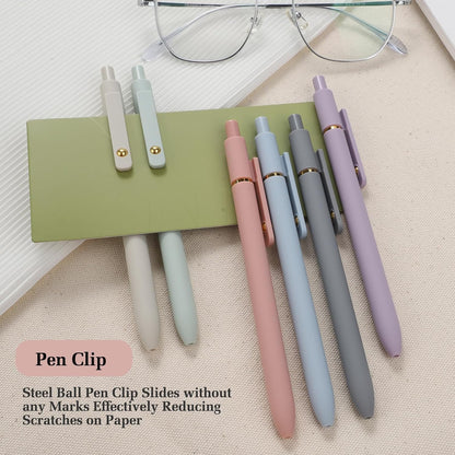 FIOVER 5pcs Gel Pens Quick Dry Ink Pens Fine Point Premium Retractable Rolling Ball Gel Pens Black Ink Smooth Writing for School Office Home