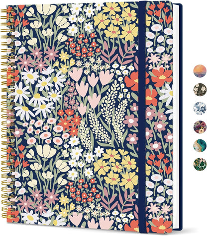 Taja Large Spiral Lined Journal for Women, 8.5" x 11" Notebooks for Work Collge Ruled, A4 Aesthetic Cute Journaling Notebooks for Writing, Plastic Cover, Celestial