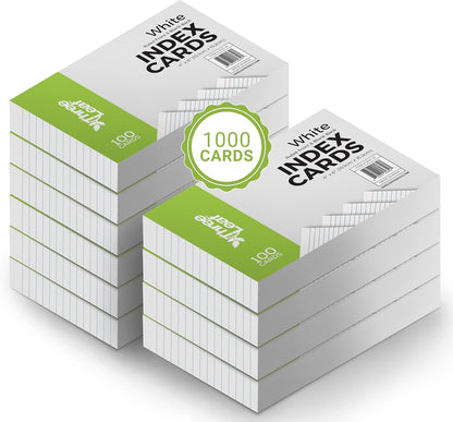 THREE LEAF 3 X 5, INDEX CARDS RULED, 100 CT. WHITE, Ruled Flash Cards, Study Card, Memo Pad, For To-Do List, Art And Craft Projects