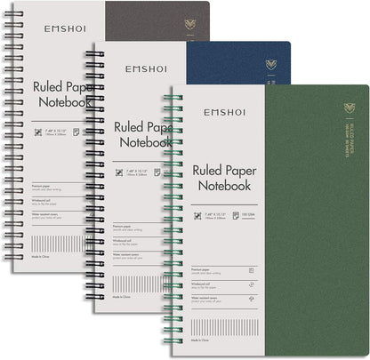 EMSHOI Dotted Journal Spiral Notebook 5.7" x 8.22" - 4 Pack 640 Pages 100gsm Thick Paper, A5 Dot Grid Notebook, Plastic Hardcover Dotted Notebook for Journaling Writing