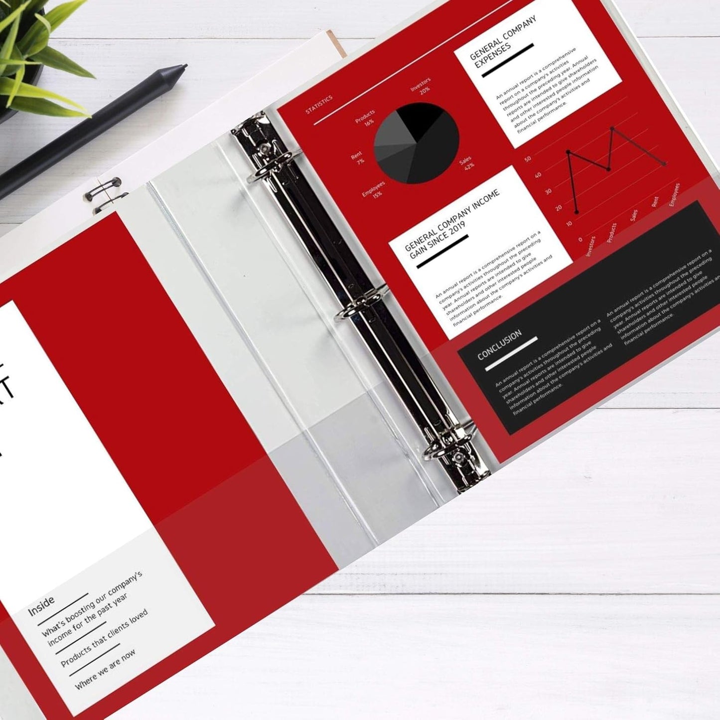 3 Ring Binder, Professional Angle D Ring Binder 5 Inch, Presentation Folder for Standard Pages 8.5 x 11 with Pockets, Crystal Clear View White (1 Pack)