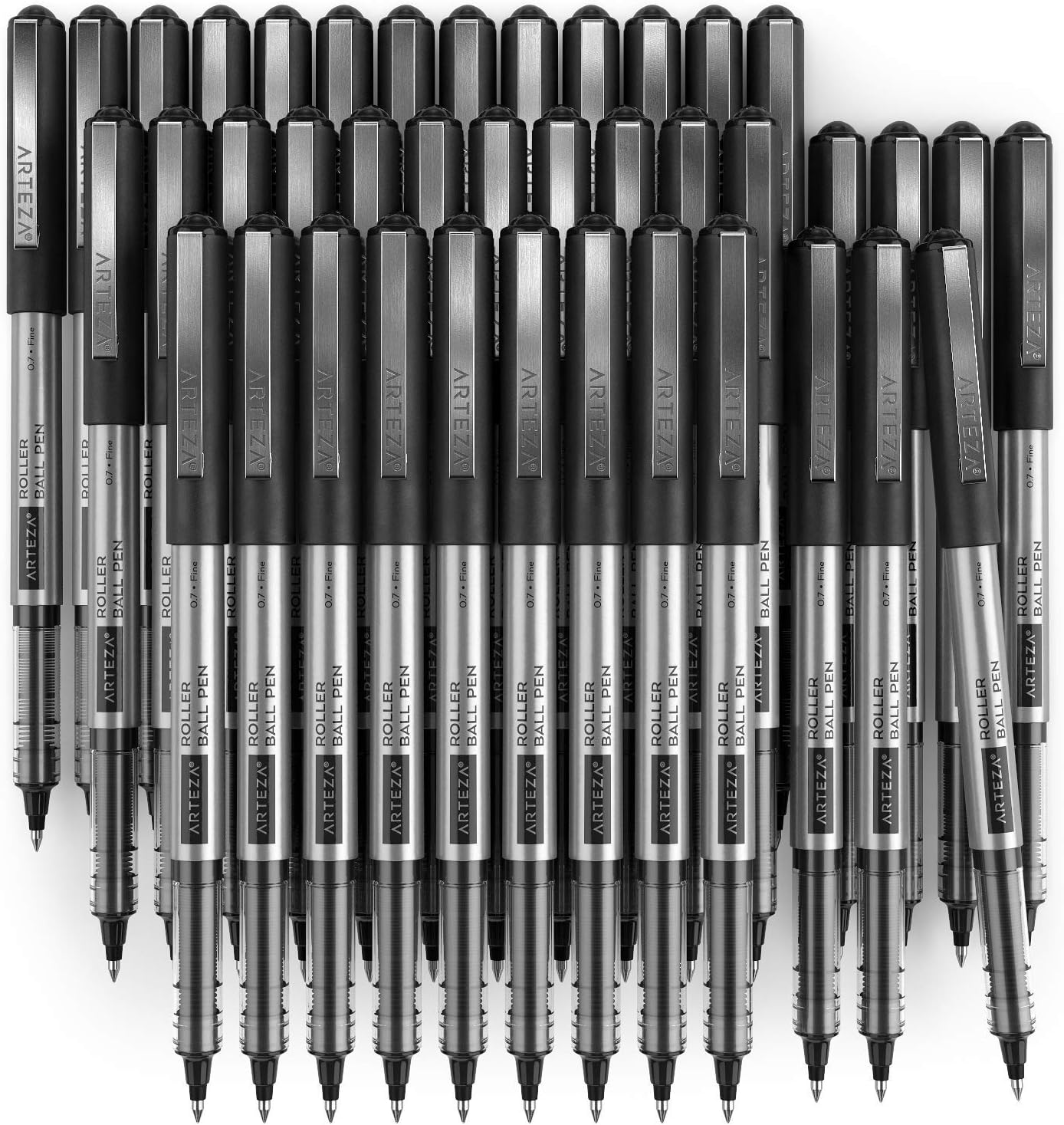 ARTEZA Rollerball Pens, 20 Pack Black Roller Ball Pens, 0.5 mm Needle Point Extra Fine Tip, Quick-Dry Fade-Resistant Liquid Ink for Note-Taking, Bullet Journals, Planners, and Office Use