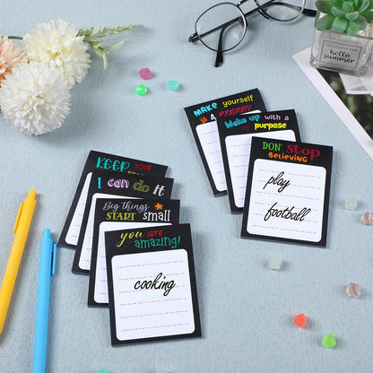 Yinder 24 Pack Inspirational Sticky Notes Motivational Notepads Appreciation Sticky Notes Funny Memo Pads Positive Note Bulk 3 x 4 Gift for Women Nurse Teacher Office Supplies(Black,Inspirational)