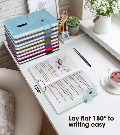 Lined Journal Notebook with Pen, A5 Personalized Hardcover Leather Journal for Men Women, 200 Pages 100 GSM Thick Paper College Ruled Notebooks for Work Travel School Writing Diary 5.9" X 8.4" Black