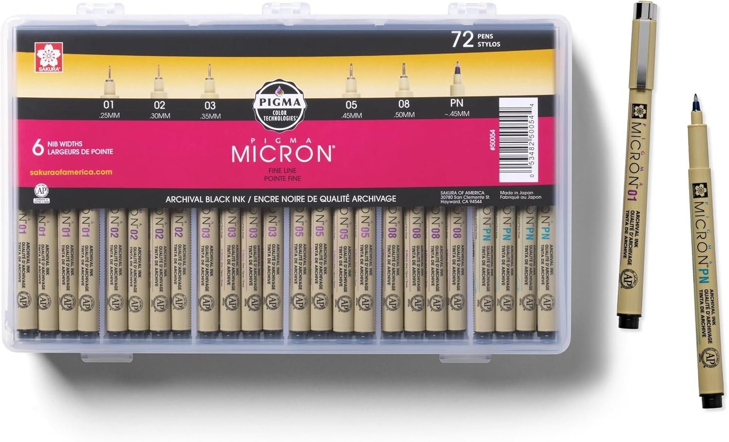 SAKURA Pigma Micron Fineliner Pens - Archival Black Ink Pens - Pens for Writing, Drawing, or Journaling - Assorted Point Sizes - 6 Pack