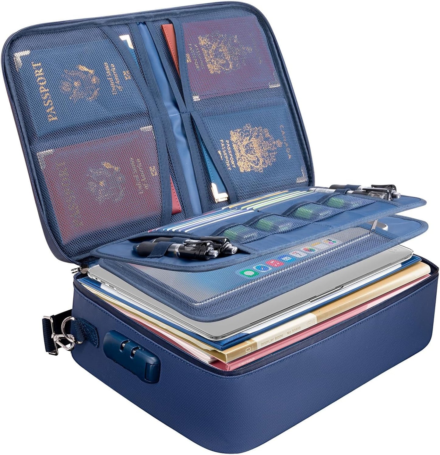 BALEINE Fireproof Document Box with Lock, Portable Fireproof Document Bag Waterproof Fire Proof File Boxes for Documents, File Organizer Box for Important Paperwork (Pink, 15''x11''x4'')