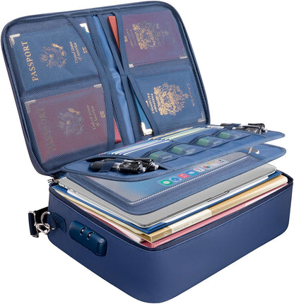 BALEINE Fireproof Document Box with Lock, Portable Fireproof Document Bag Waterproof Fire Proof File Boxes for Documents, File Organizer Box for Important Paperwork (Pink, 15''x11''x4'')