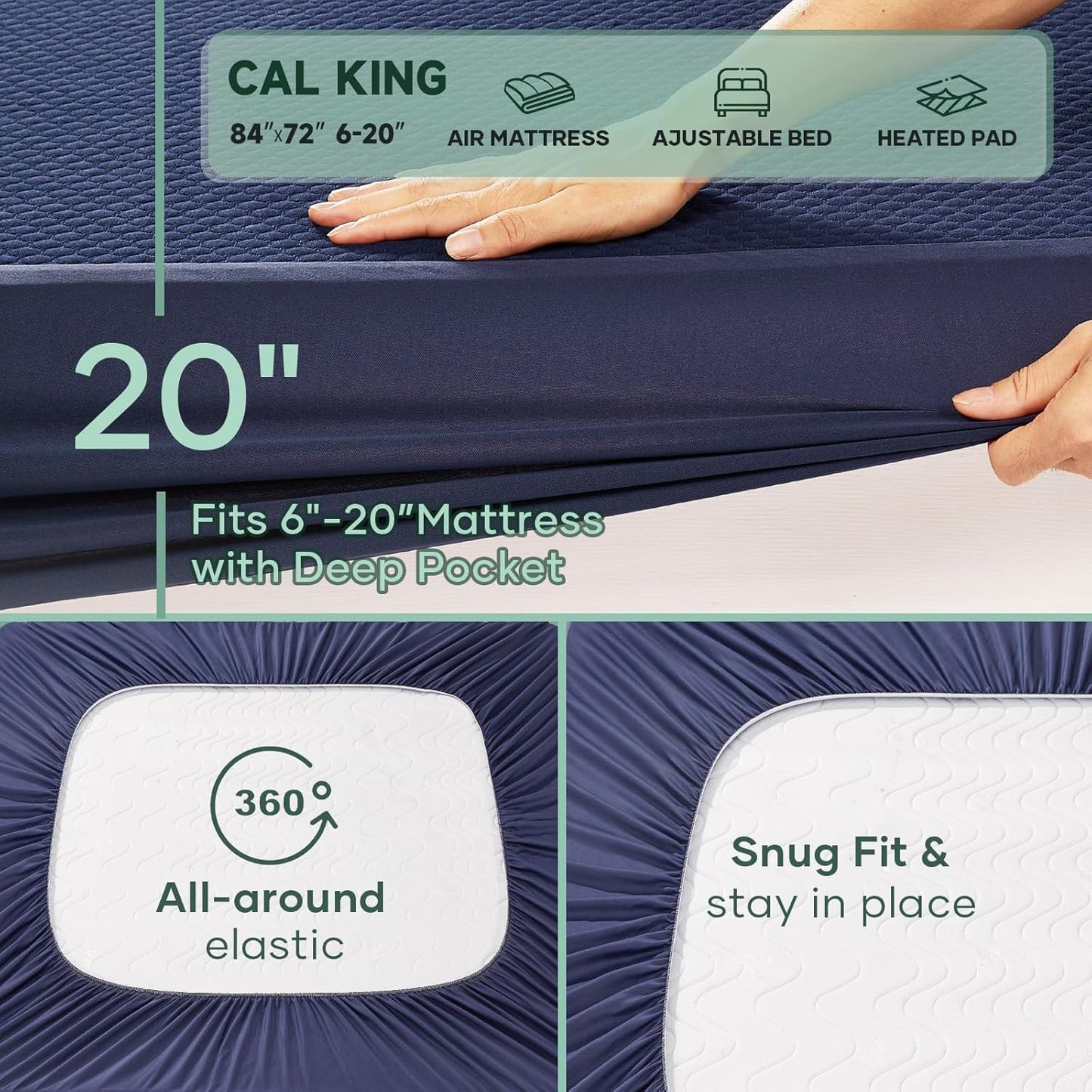 OhGeni 100% Waterproof Queen Size Mattress Protector,Soft Mattress Pad, Cooling Breathable Fitted Sheets,Washable Bed Cover,Non-Slip Deep Pocket,Noiseless for Bedroom