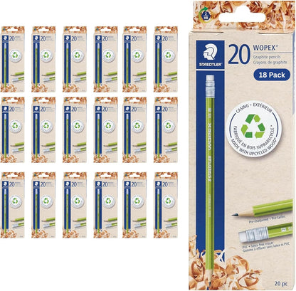 STAEDTLER WOPEX Pre-Sharpened #2 Pencils, Pack of 10 - Ergonomic Triangular Shape, Break-Resistant, Non-Slip Surface, Wood-Polymer, PVC-Free Eraser Tip