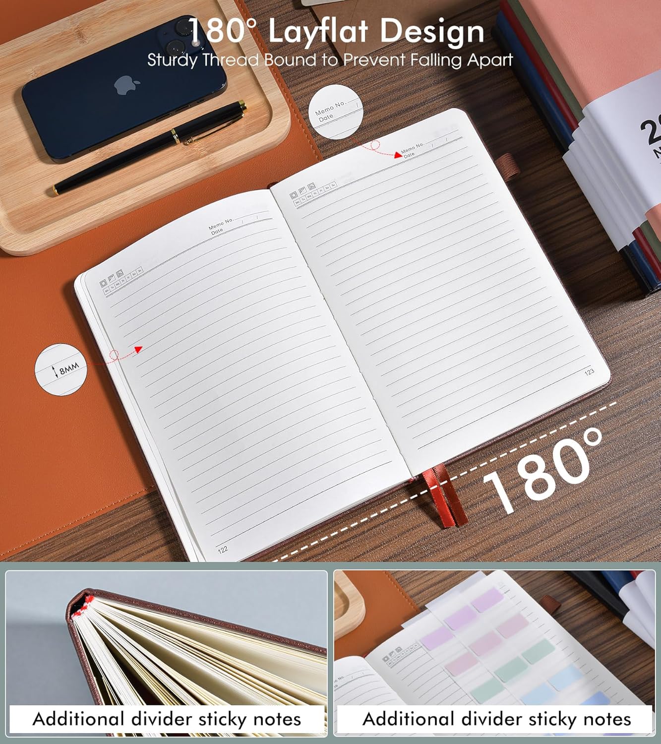 Lined Journal Notebook for Men Women, 200 Numbered Pages Leather Hardcover Journal with Pen, A5 Journaling Notebooks, Thick Paper College Ruled Journals for Writing Work Business 5.75'' X 8.38'' Black