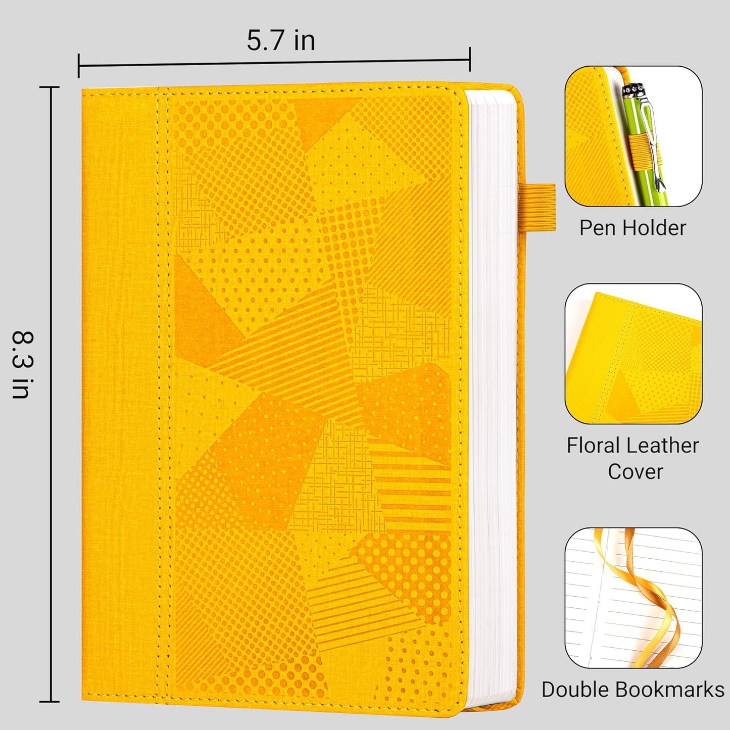 Yoment Lined Journal Notebook for Women, A5 Hardcover Leather Journal for Writing, 260 Pages 100 GSM Thick Paper, College Ruled Notebook for Work, School, Office, 5.7" x 8.3"Green