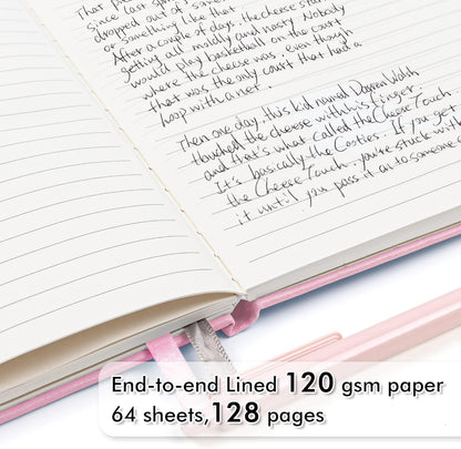 feela College Ruled Notebooks, 24 Pack Business Notebook Hardcover Lined Writing Journal with Pen Holder for Men Women Note Taking, with 24 Black Pens, 120 GSM, 5.1”x8.3”, A5, White