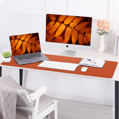 Large Desk Mat 47.2" x 17" Leather Desk Pad Protector with Natural Cork & PU Leather, Non-Slip Office Desk Mat, Large Mouse Pad, Waterproof Desk Blotter pad for Office&Home(Black)