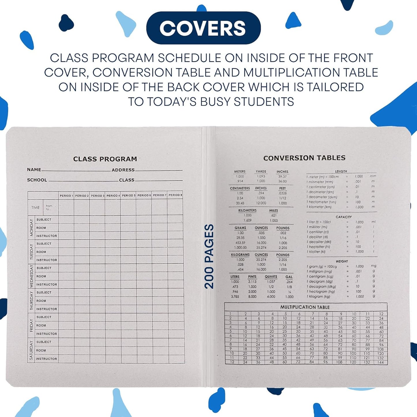 Emraw Marble Composition Notebook Wide Ruled Black and White Composition Books 100 Sheets (4 Pack) - By Enday