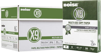 Boise X-9 Multi-Use Printer & Copy Paper, 5 Reams, White, Ledger (11in x 17in), 2500 Sheets Per Case, 20 Lb, 92 Brightness