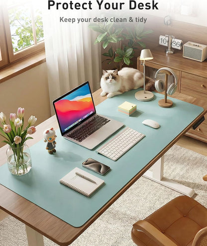 Aothia Leather Desk Pad Protector, Mouse Pad, Office Desk Mat, Non-Slip PU Leather Desk Blotter, Laptop Desk Pad, Waterproof Desk Writing Pad for Office and Home (Black,36" x 17") - Colors B