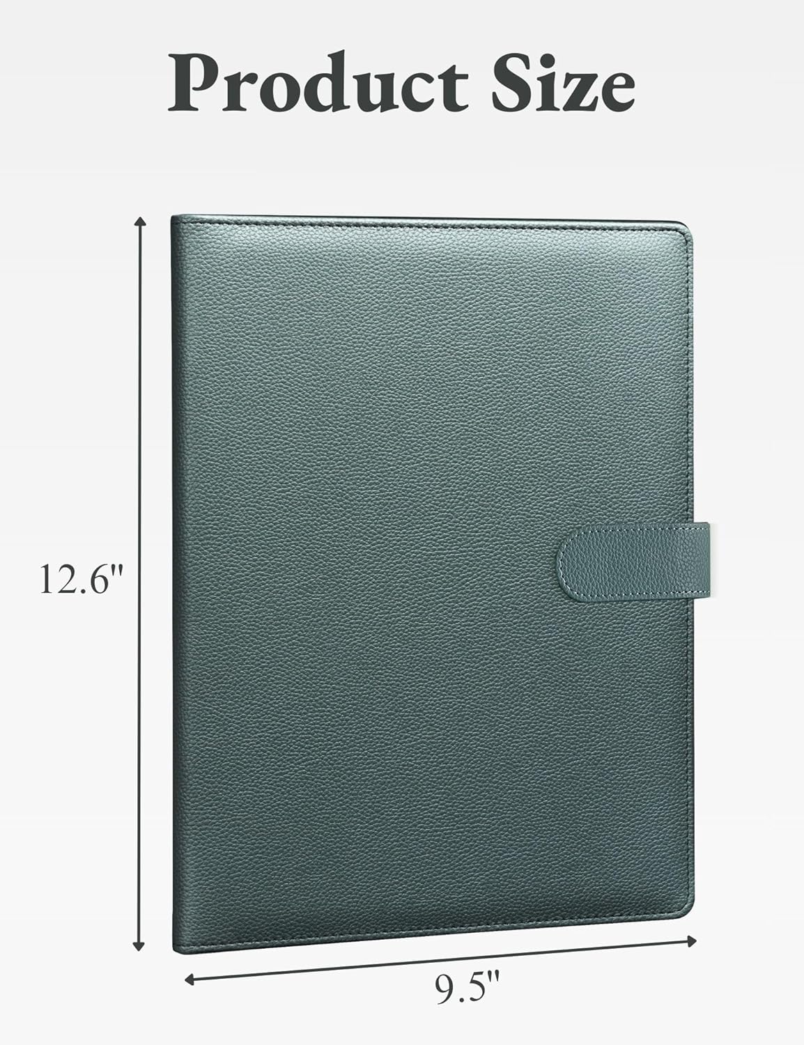 Mymazn Padfolio Portfolio Folder, Faux Leather Interview Resume Folder with Document Organizer & Business Card Holder, Letter-Sized Notepad Legal Pad Holder for Men Women (Sage Green)