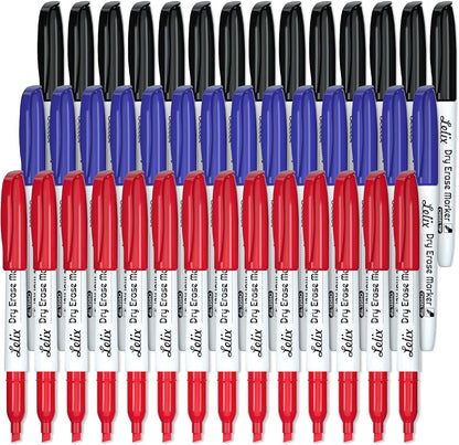 Lelix 42 Pack Black Dry Erase Markers Chisel Tip, Bulk Whiteboard Markers for School, Office Supplies, Perfect for Writing on White Board, Mirror,Calender