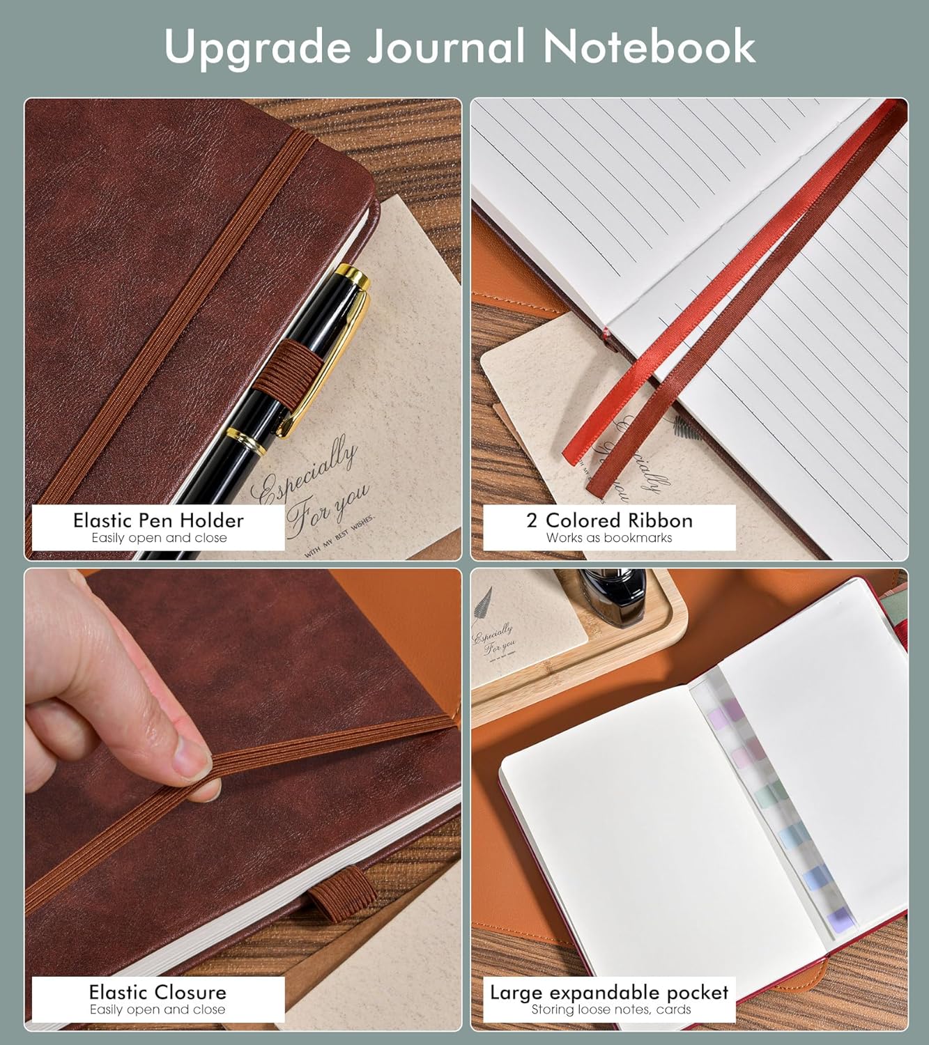 Lined Journal Notebook for Men Women, 200 Numbered Pages Leather Hardcover Journal with Pen, A5 Journaling Notebooks, Thick Paper College Ruled Journals for Writing Work Business 5.75'' X 8.38'' Black