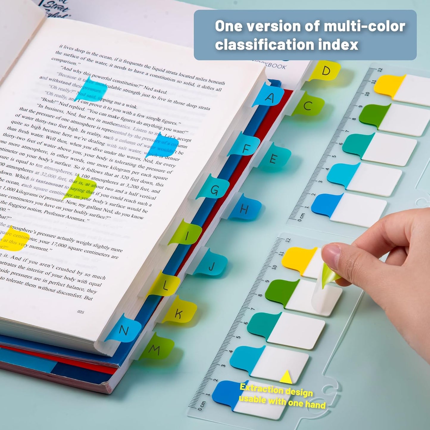 Golcellia Sticky Tabs - 600 Sheets Notebook Tabs - Sticky Flags, Index & Page Tabs - Durable Divider & Binder Tabs for Books & Bibles（6 Pcs, 5 - Color）