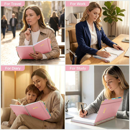 Hardcover Spiral Notebooks 8.5" X 11" Note Taking 5 Subject Notebook College Ruled with Dividers 240 Pages 100GSM Aesthetic Spiral Notebook for Work School Cute Journals for Women Writing