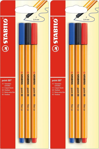 STABILO - point 88 - Fineliner - Pack of 3 - Black