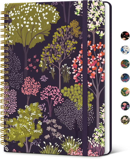 Taja Spiral Journal Notebook for Women, Pretty Hardcover Lined Notebook for Work & Note Taking, Aesthetic Cute Journal for Writing, 140 Pages, 5.8"x8.3", Floral