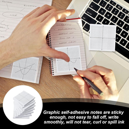 8 Pads Graph Sticky Notes,Mini Graph Paper Sticky Notes,3 X 3 Inch Grid Paper,Math,Four Quadrant Pad,Graphing,Coordinate Plane Sticky Note for Office School Math Supplies