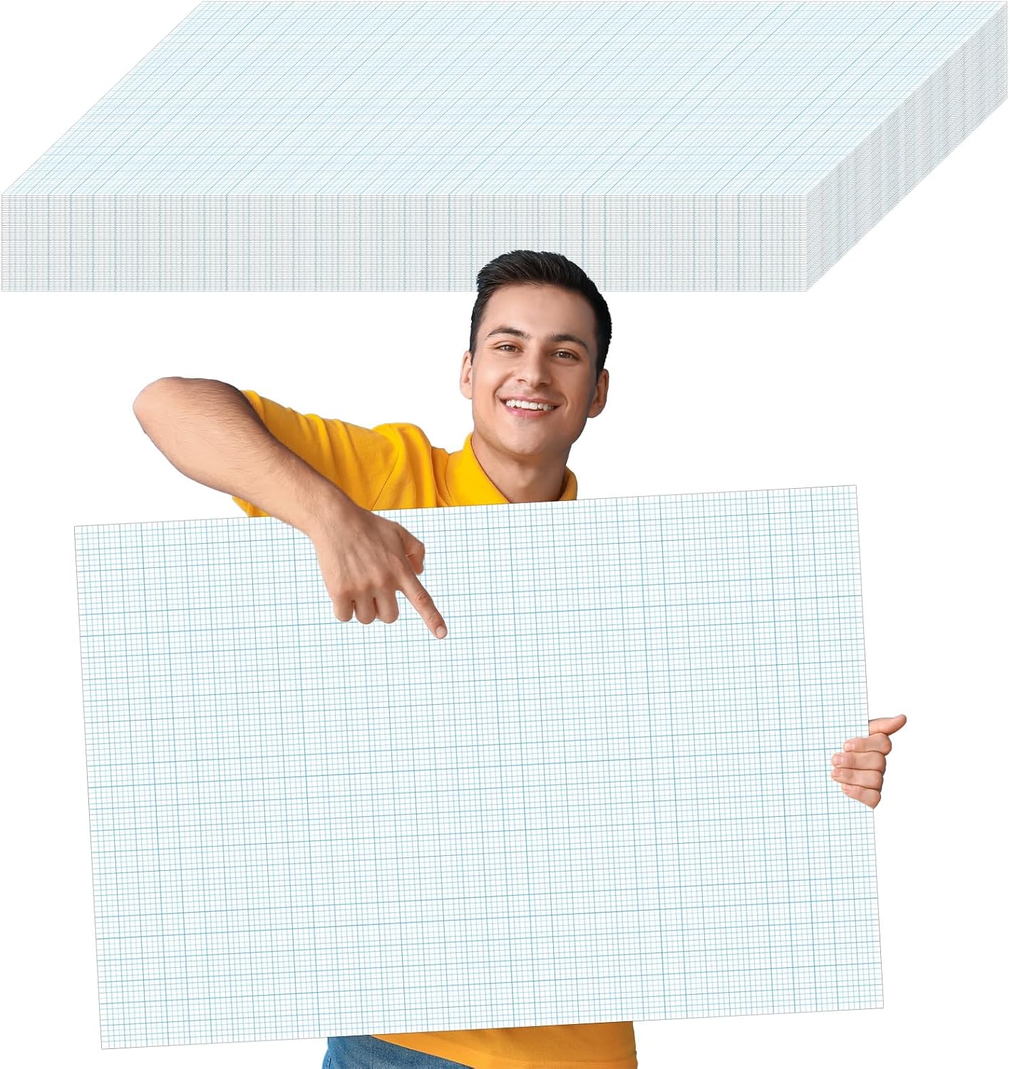 gisgfim 50 Sheets Large Graph Paper 24 x 36 In Graph Paper Pad 1/4 In Ruled Large Grid Paper Sheet Blueprint Paper Engineering Paper Poster for Architect Designer Mathematician Draftsman(White）