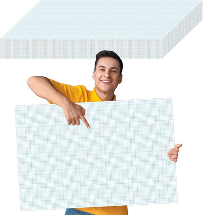 gisgfim 50 Sheets Large Graph Paper 24 x 36 In Graph Paper Pad 1/4 In Ruled Large Grid Paper Sheet Blueprint Paper Engineering Paper Poster for Architect Designer Mathematician Draftsman(White）