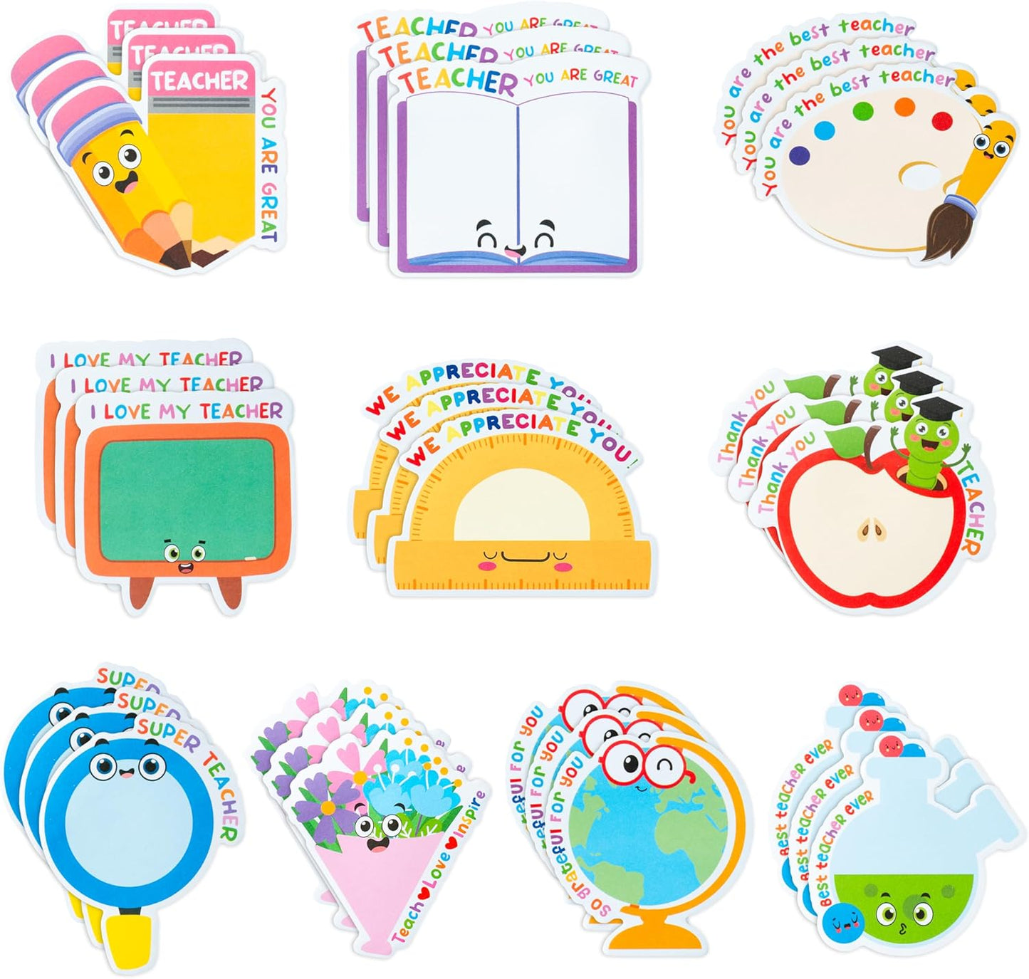 Xqumoi 30 Pack Teacher Sticky Notes - Funny Coffee Cup Self Sticky Notepads Writing Memo Pads for Teacher Appreciation Back to School Office Supplies Coffee Lover Gift Party Favors Goodies Bag Fillers