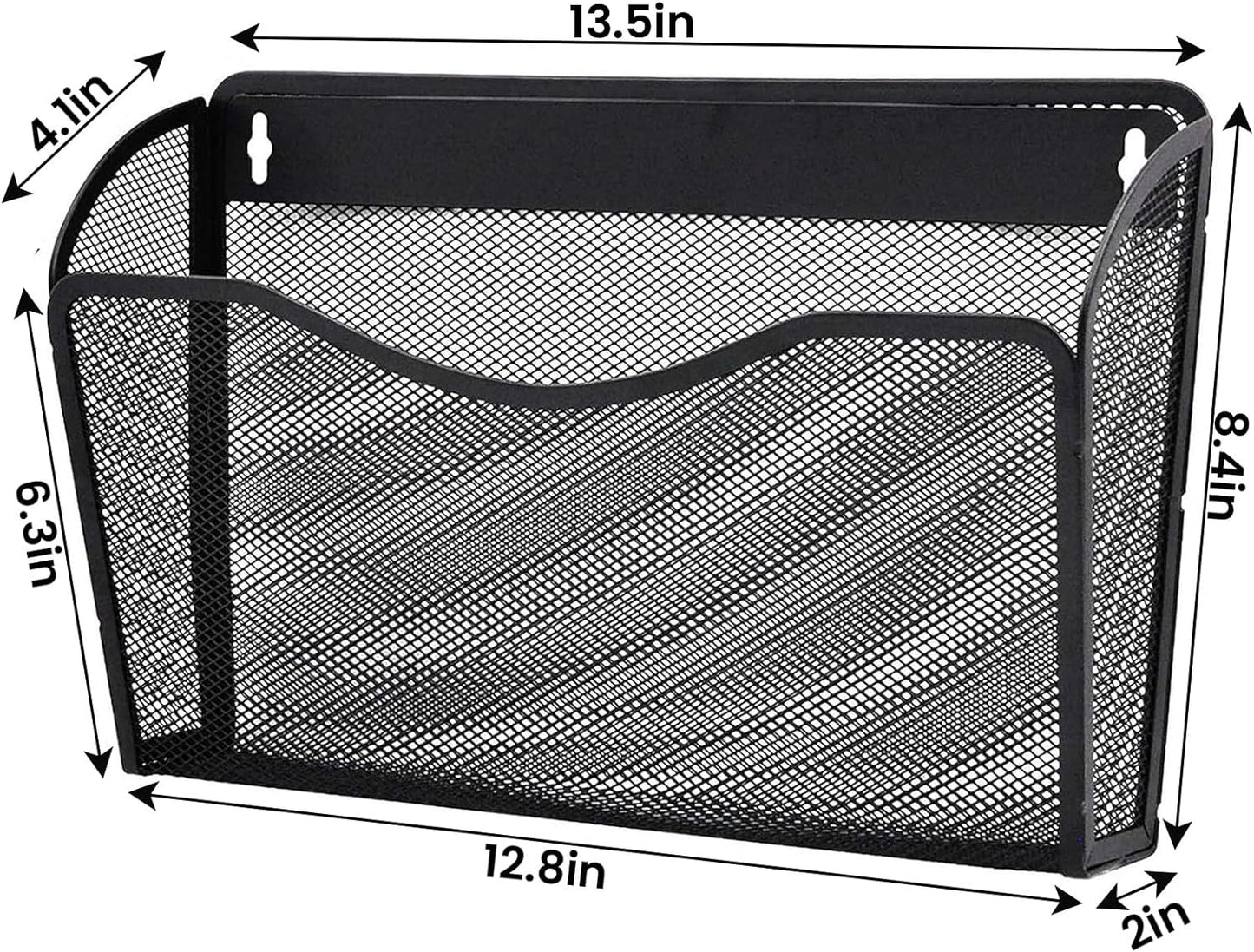Gawerk 3 Pack Wall File Organizer, Mesh Wall File Pocket Mail Organizer Hanging Metal Vertical Wall Mounted File Holder for Office/Home