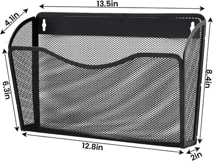 Gawerk 3 Pack Wall File Organizer, Mesh Wall File Pocket Mail Organizer Hanging Metal Vertical Wall Mounted File Holder for Office/Home