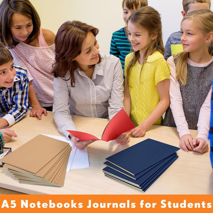 Mimorou 100 Pcs Journals Notebooks Bulk - Kraft Softcover A5 Small Notebooks 5.5 Inch x 8.3 Inch Notepads with 60 Page 30 Sheet for Writing Sketch Travel Office Supplies(Navy Blue,Lined)