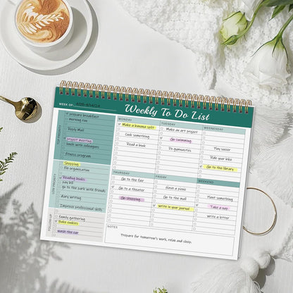 Kamoy Weekly To Do List Notepad with 52 Undated Sheets（8.5"×11"）- Undated Weekly Desk Planner Organizer for Work Home School Office Supplies