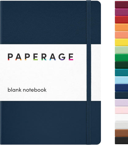 PAPERAGE Lined Journal Notebook, (Black), 160 Pages, Medium 5.6 in x 8 in - 100 GSM Thick Paper – Hardcover Journaling Notebook for Work, School & Note Taking