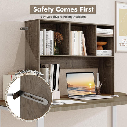 Tangkula Desktop Bookshelf, Countertop Storage Hutch with 5 Shelves for Computer Desk, Desk 3-Tier Display Rack, Multipurpose Wood Desktop Hutch Storage Organizer for Dorm Office Home