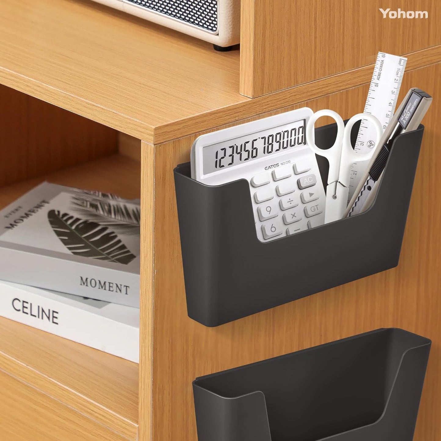 YOHOM No Drilling File Holder Wall Mails Magazines Organizer Adhesive Door Mount, Single Pocket(WHITE, 1 PCS)