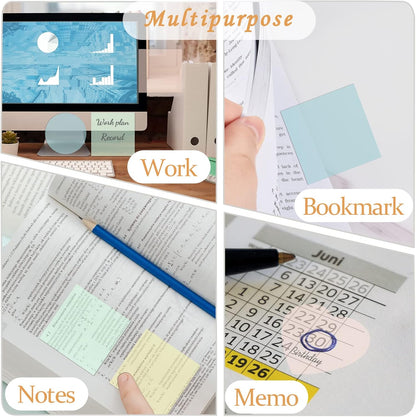 BAYTORY 700 Sheets Transparent Sticky Notes, Clear Waterproof 3 x 3 inch See Through Memo Pad, Self-Adhesive Translucent Writable Index Tabs for Annotating Books, Office & School Study Supplies
