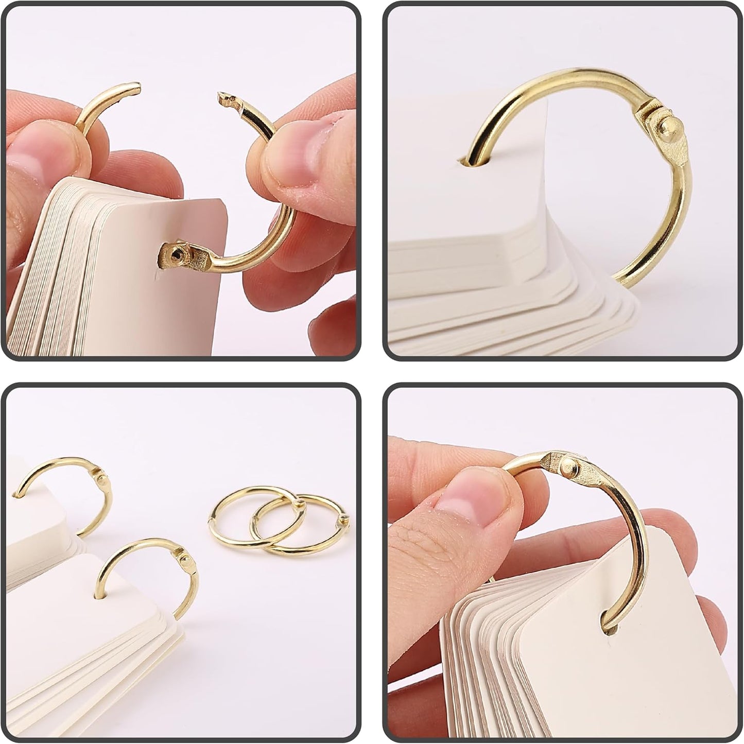 Mr. Pen- Loose Leaf Binder Book Rings, 5 Assorted Sizes (0.6", 1", 1.2", 1.5",2"), 36 Pack, Metal Binder Rings for Index Cards, Keychains, School, Home, Office, Silver
