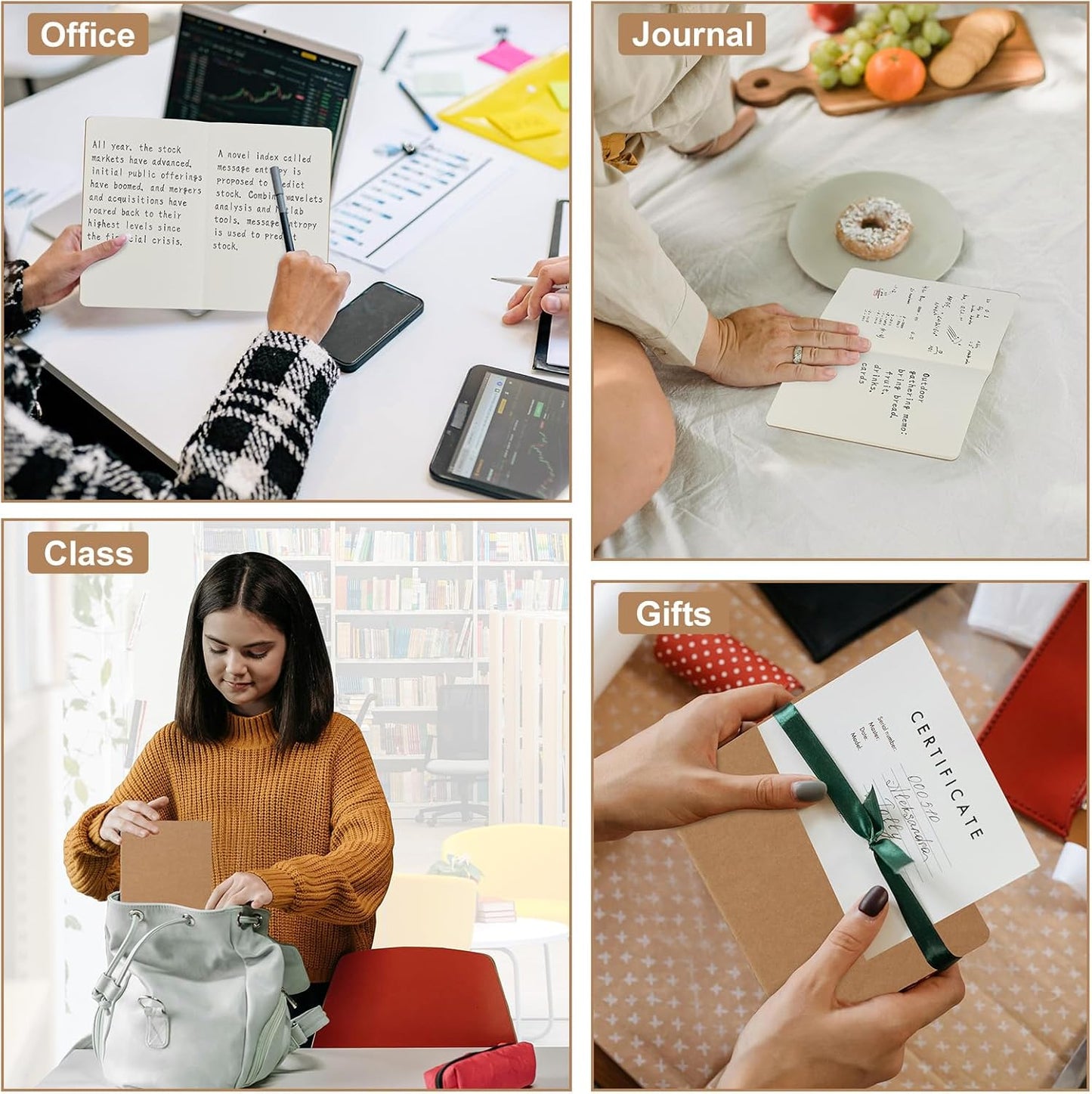 ZCZN 50 Pack A5 Kraft Notebooks Bulk, 8.15x5.5 Inches Blank Journaling Notebooks, Notebooks for Work, Composition Notebooks for School, Journal notebooks for kids, 60 Pages