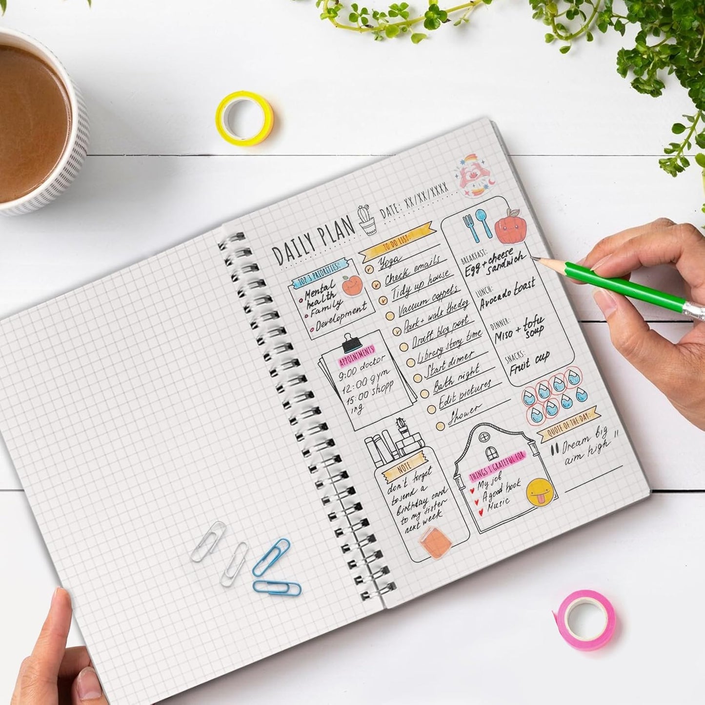 Smilo 3 Pack Spiral Notebook,A5 Graph Paper Notebook,5.7" x 8.3",80 Sheets (160 Pages),100 GSM Thick Paper,Transparent Hardcover,Journals for School,Office, Writing,Math,Engineering,Note Taking
