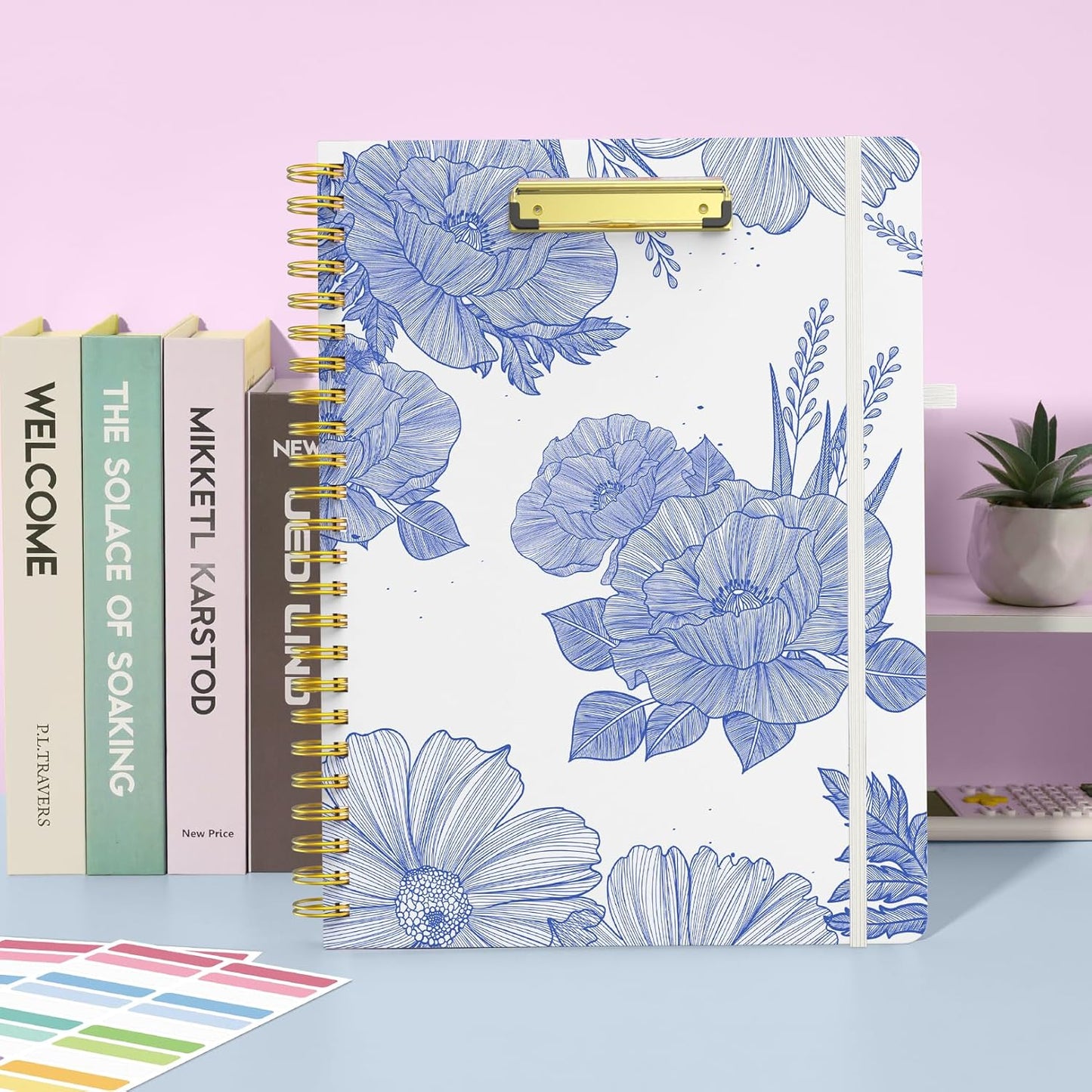 Sooez Clipboard with Refillable Notepad, Clipboard Folder with 10 Storage Pockets for Letter Size, Spiral Clipboard Notebook, Cute Portfolio for School Office Nursing