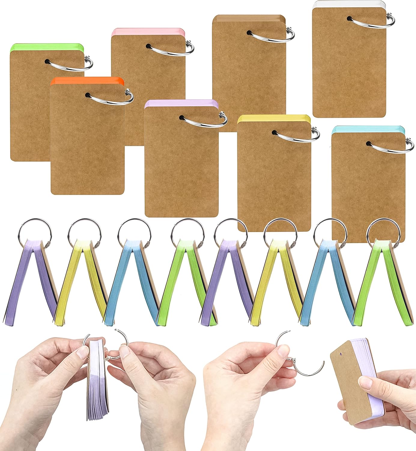 MotBach 300 Pcs Flash Cards 2x3 Inch Index Cards with Ring Lined Note Card Bood Flashcards, Mini Blank Flash Cards 2x3 White Card Pad Index Note Bood 2 x 3 Notecards for Studying School Supply College